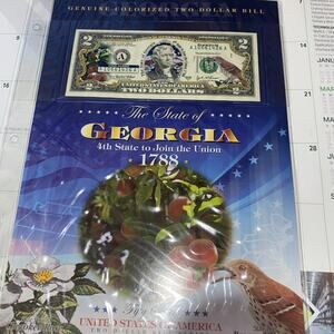 Georgia $2 Two Dollar Bill - Colorized State Landmark - Uncirculated Authentic